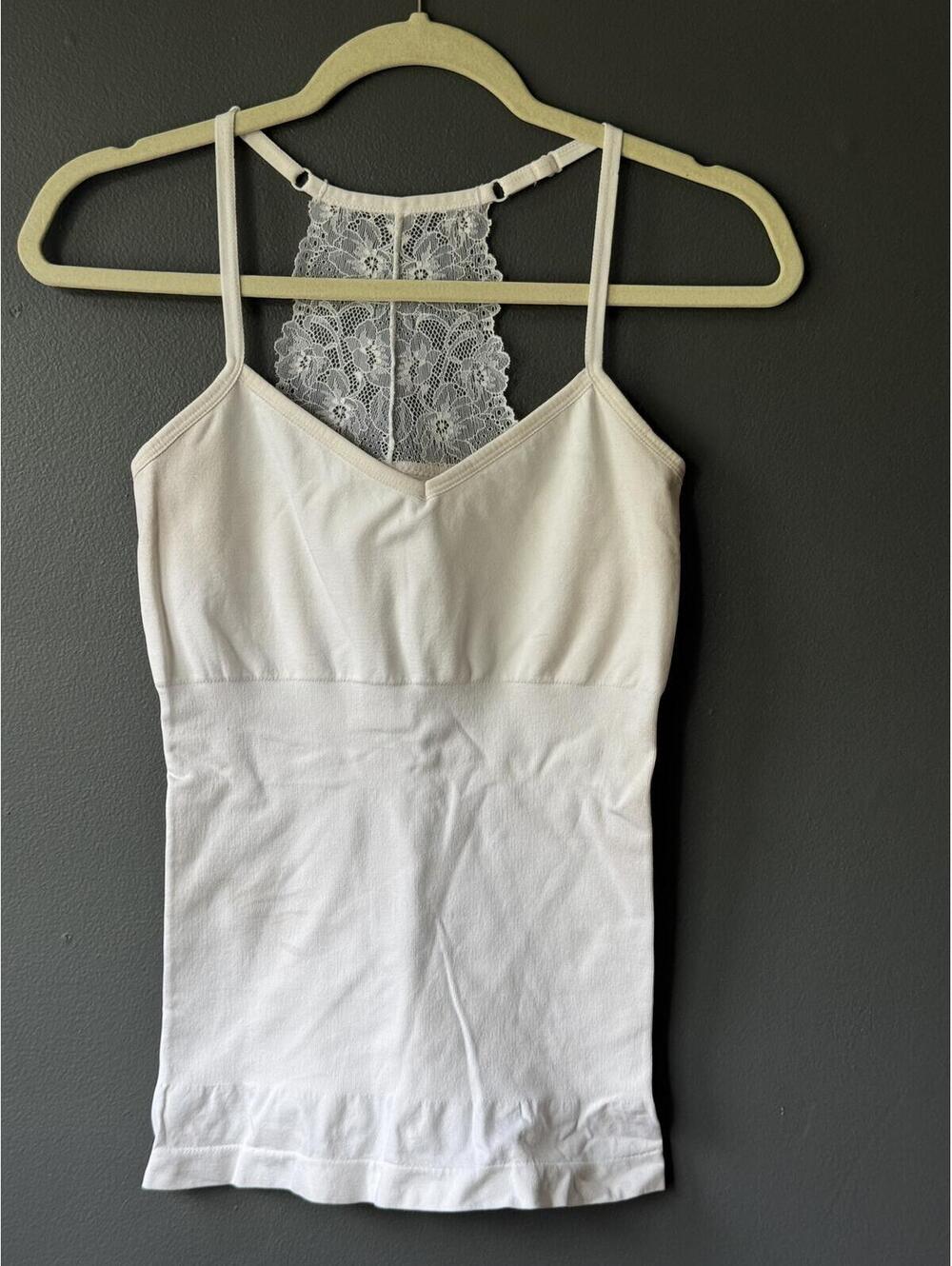 Laura Ashley White Lace Back Camisole Tank Top Size L
